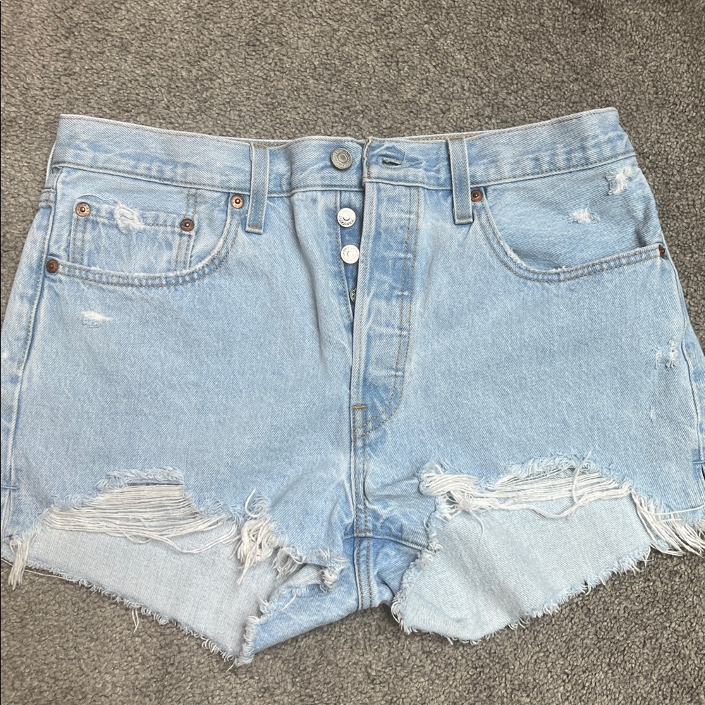 Jorts Levi’s 501 Button Fly High Rise Jean Shorts Waist 31 Faded All Cotton